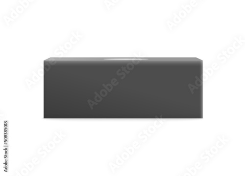 Black tissue cardboard box side view, realistic vector illustration isolated.