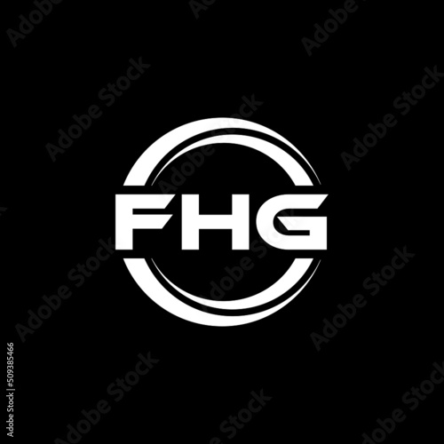FHG letter logo design with black background in illustrator, vector logo modern alphabet font overlap style. calligraphy designs for logo, Poster, Invitation, etc.