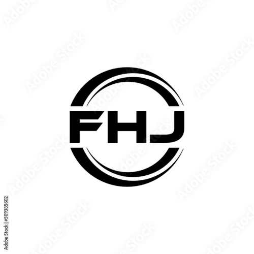 FHJ letter logo design with white background in illustrator, vector logo modern alphabet font overlap style. calligraphy designs for logo, Poster, Invitation, etc. photo