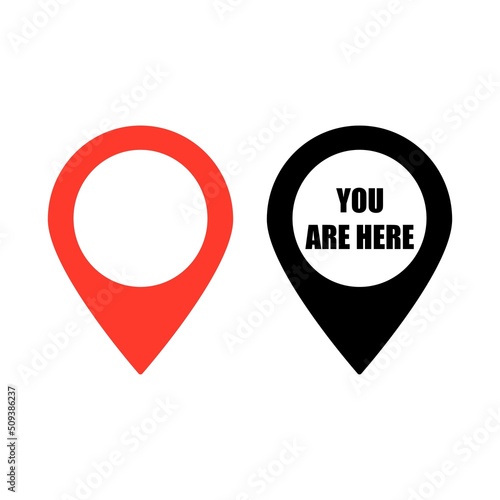Map pin with you are here sign vector icon photo