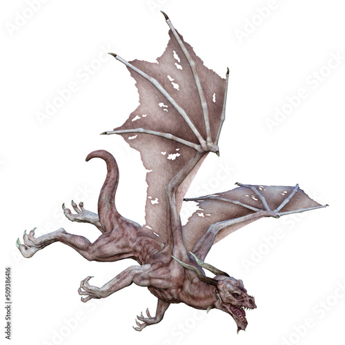 3D Rendering Fairy Tale Dragon on White