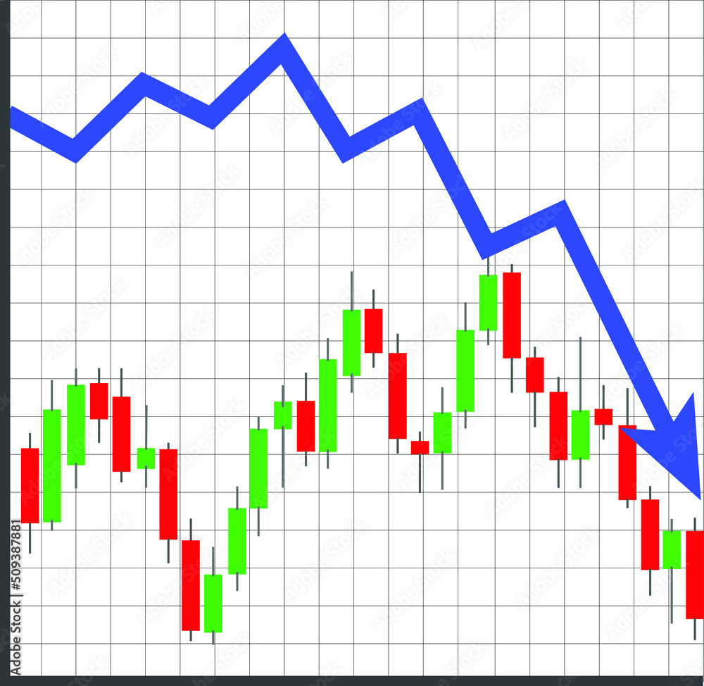 graph showing growth. the graph on candle stick and arrow. on a stock market or business growing arrow graph showing growth. the graph on candle stick and arrow. on a stock market or business growing arrow