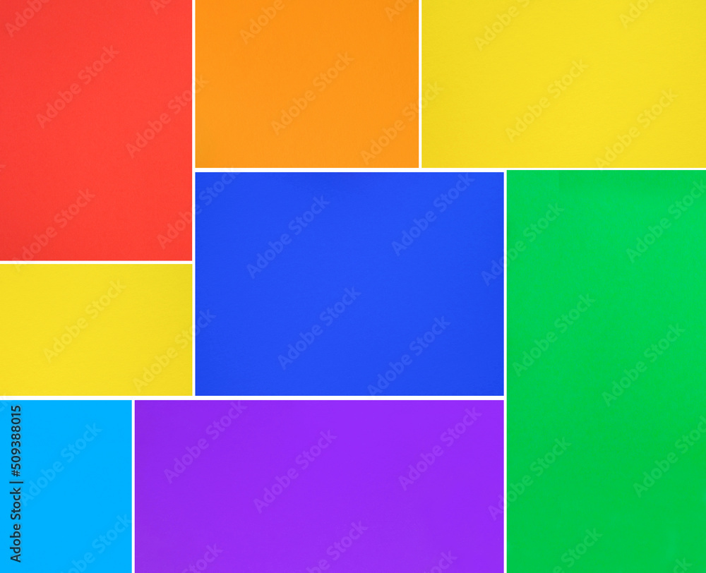 Collage of colored squares and rectangles. Creative composition. Copy space. Collage of colored squares and rectangles. Creative composition. Copy space.