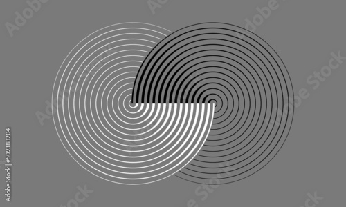 Two circles together with transition in each other. Yin and Yang symbol.
