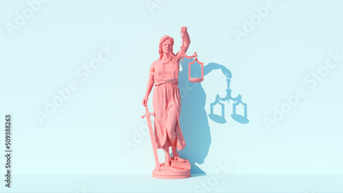 Foto Pink Lady Justice Statue Personification of the Judicial System Traditional Prot