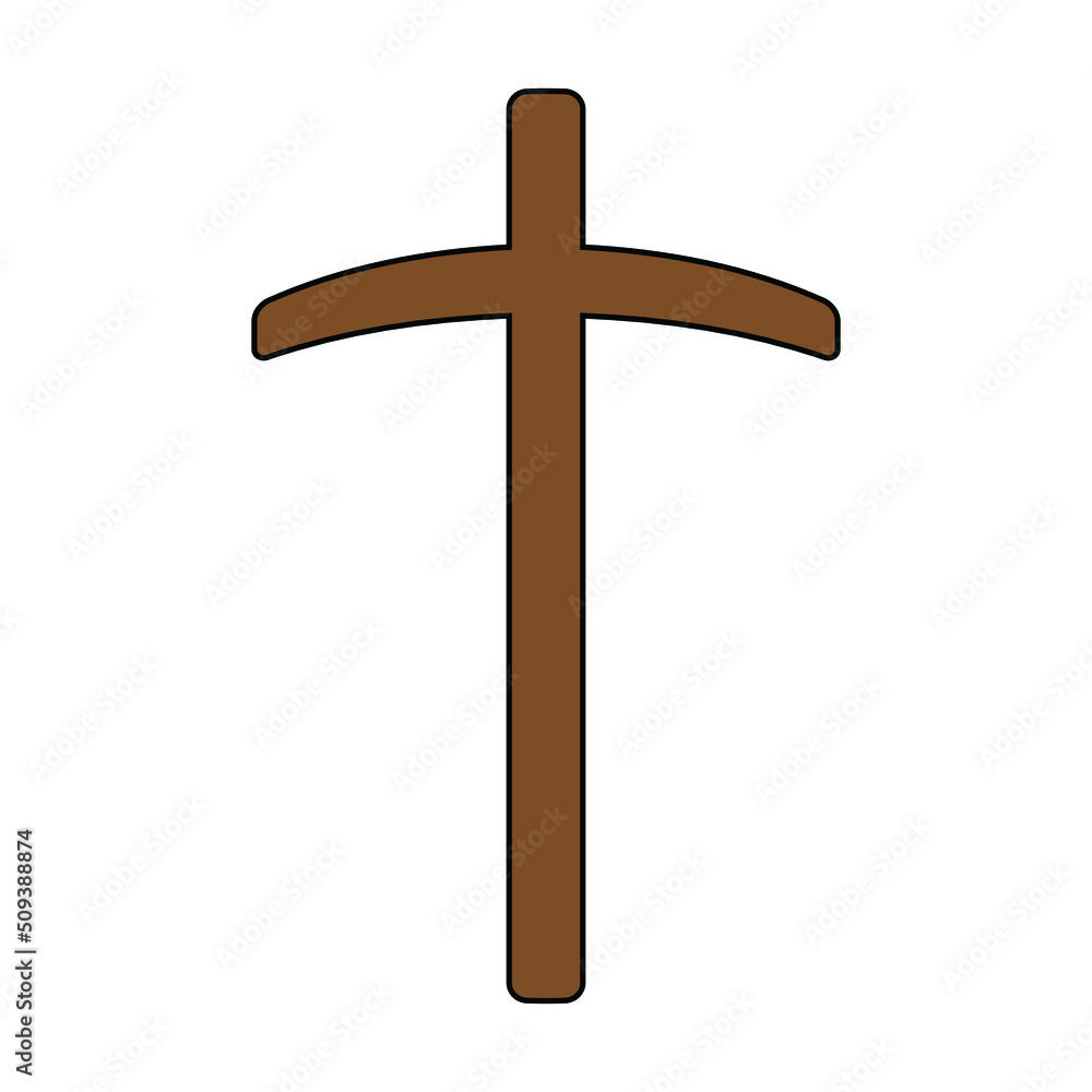 wooden cross on white background