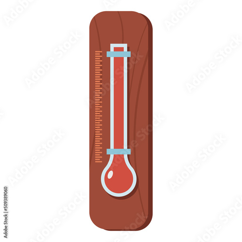Wooden sauna thermometer vector cartoon illustration isolated on a white background.