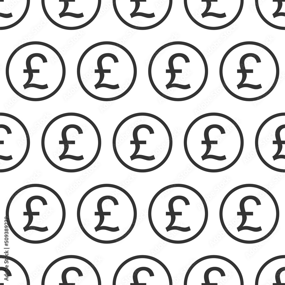 Currency sign seamless pattern. Pound sterling icons isolated on a white background. GBP British pound currency abbreviation vector illustration. Money cash sign Currency sign seamless pattern. Pound sterling icons isolated on a white background. GBP British pound currency abbreviation vector illustration. Money cash sign