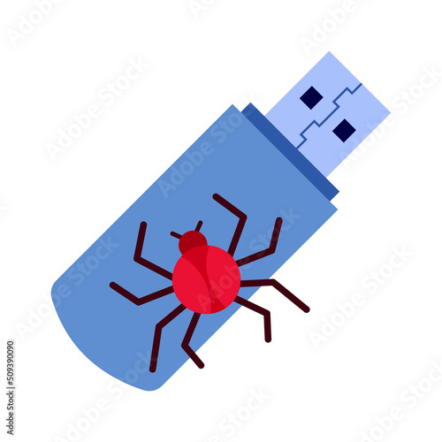Flash drive with virus icon. Vector illustration