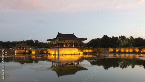 building, korean, traditional, calm, garden, architecture, old, national, duck pond, asian, culture, famous, water, park, dark, landmark, night, colourful, travel, nature, palace, evening, korea, 안압지
