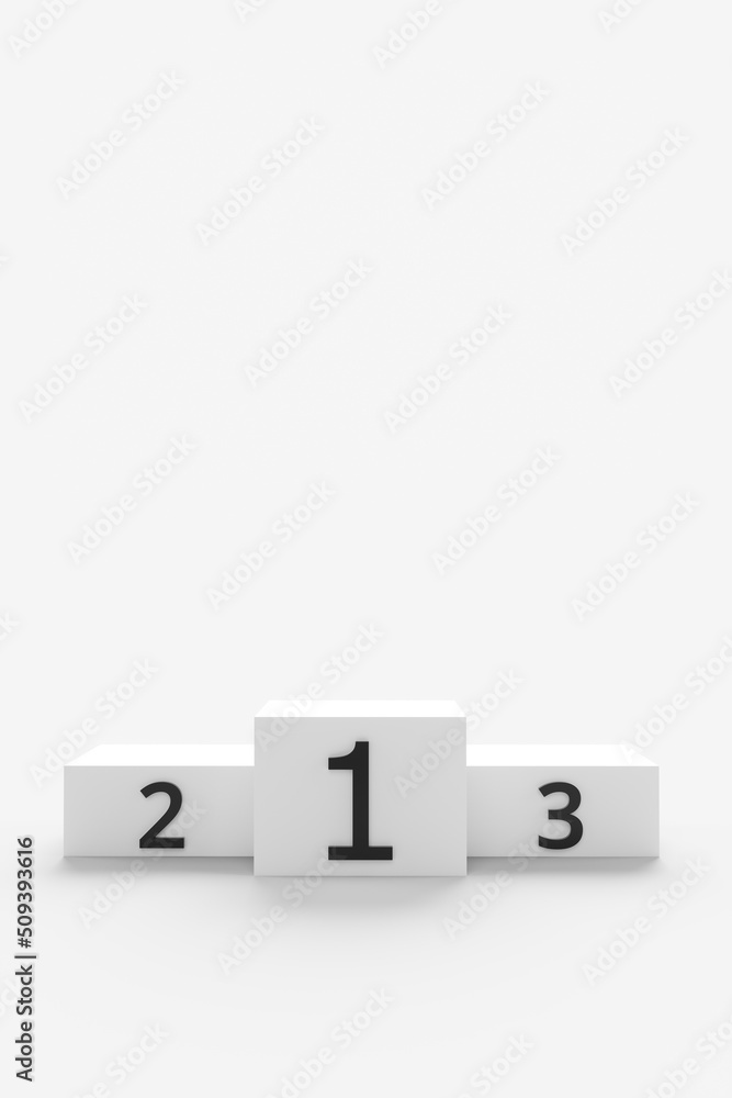 Close-up of the podium with prize numbers on a white background. 3d render illustration. Close-up of the podium with prize numbers on a white background. 3d render illustration.