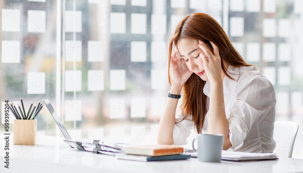 Tired teen girl rubbing dry irritable eyes feel eye strain tension