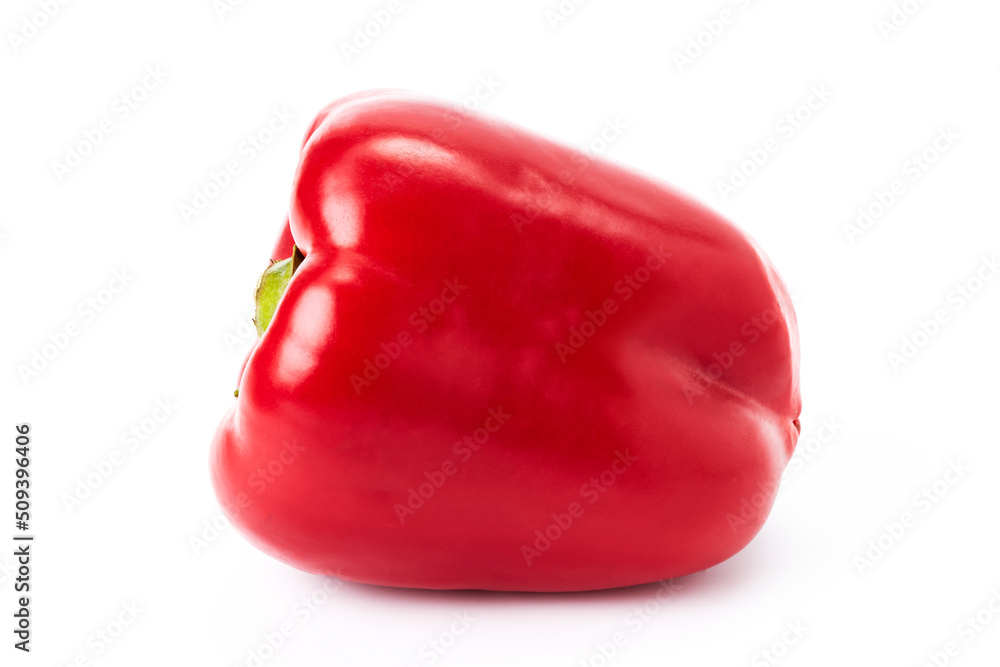 Ripe red bell pepper on a white background. Ecological food Ripe red bell pepper on a white background. Ecological food