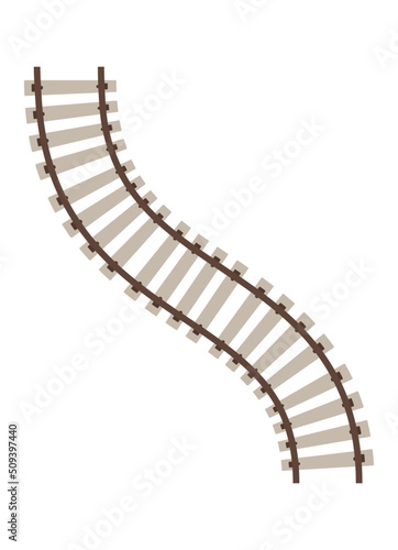 Fototapeta Naklejka Na Ścianę i Meble -  Realistic train track railroad contour, vector illustration