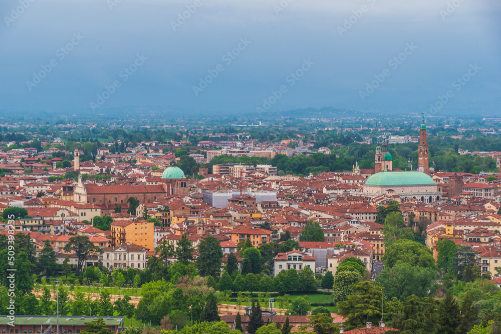 View of Vicenza Skyline from Mount Berico, Veneto, Italy, Europe, World Heritage Site