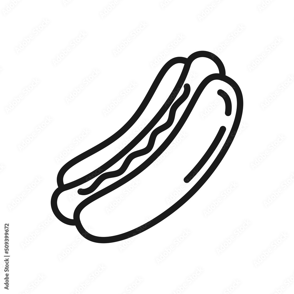 Hot Dog icon design. Outline style. Vector illustration. Hot Dog icon design. Outline style. Vector illustration.