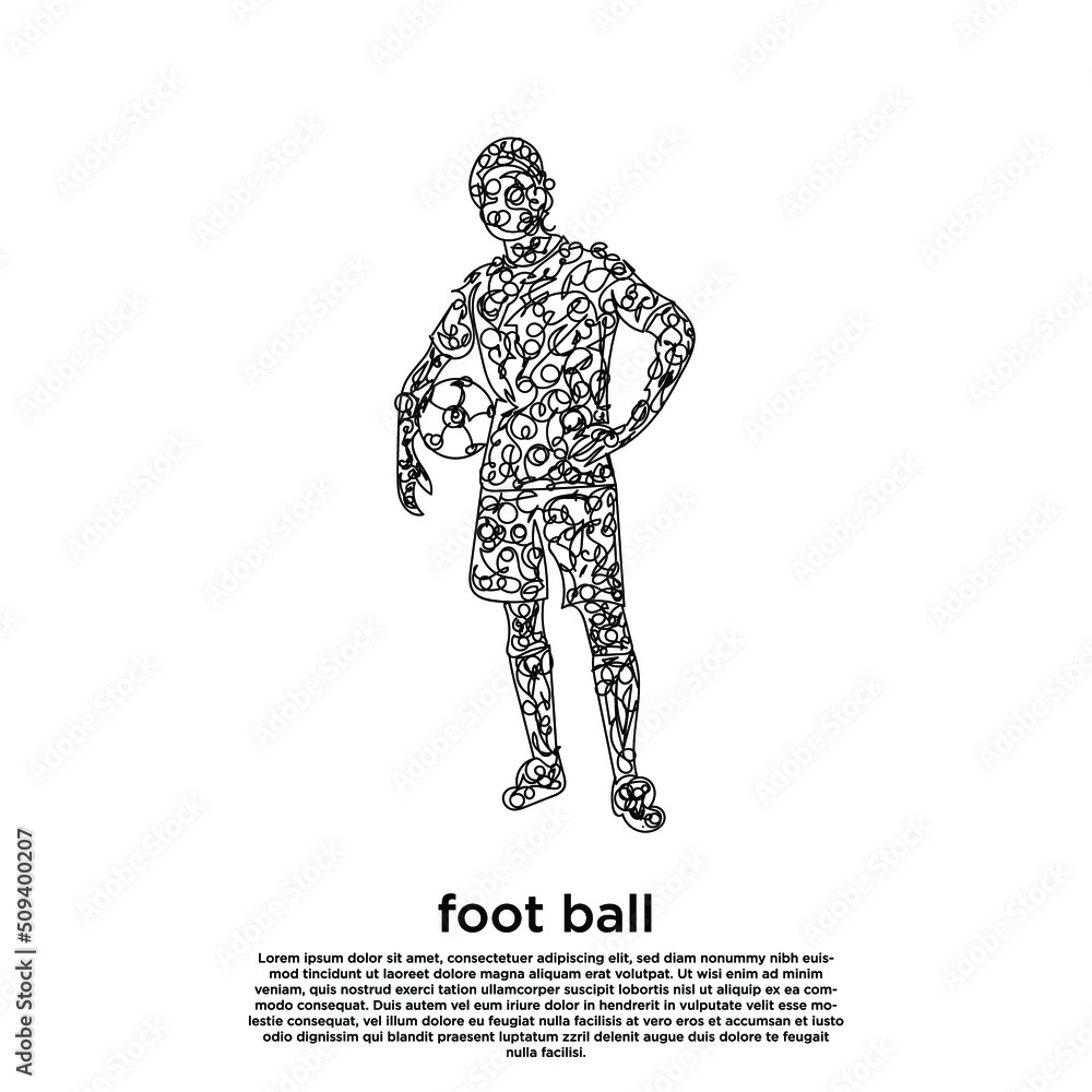 Fototapeta premium abstract line art drawing of football player.vector illustration.doodle of football player carrying the ball.eps 10