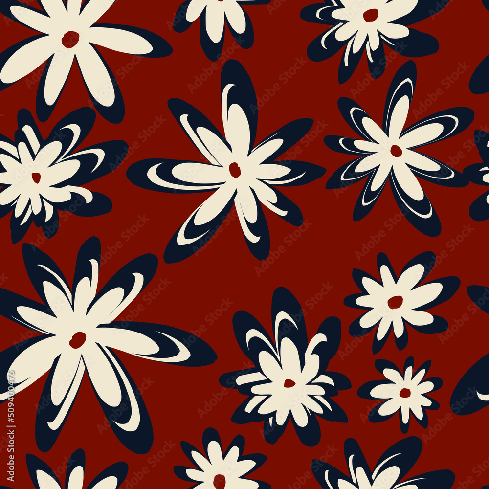 linocut flowers vector seamless pattern linocut flowers vector seamless pattern