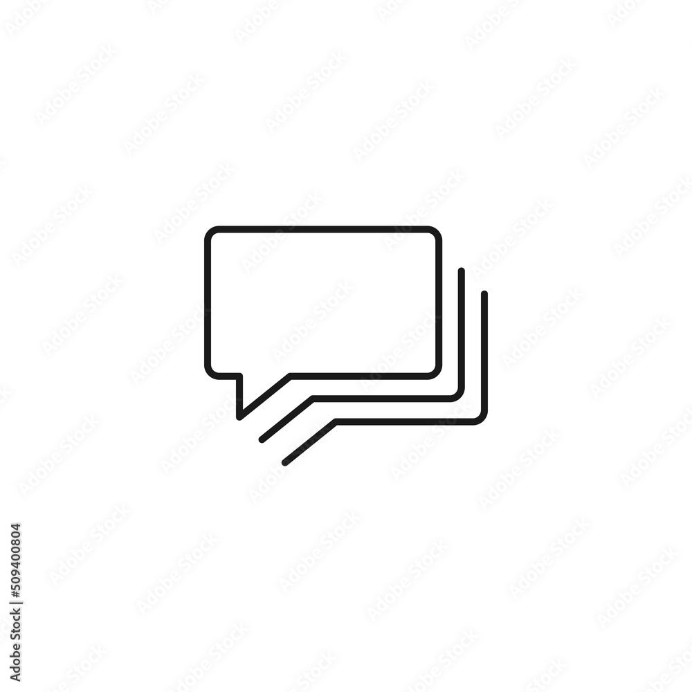 Black and white simple sign. Monochrome minimalistic illustration suitable for apps, books, templates, articles etc. Vector line icon of rectangular speech bubbles for text and other Black and white simple sign. Monochrome minimalistic illustration suitable for apps, books, templates, articles etc. Vector line icon of rectangular speech bubbles for text and other