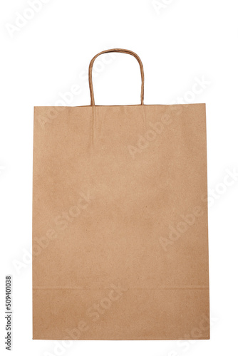 Front view of the brown paper bag. Mockup paper packaging.