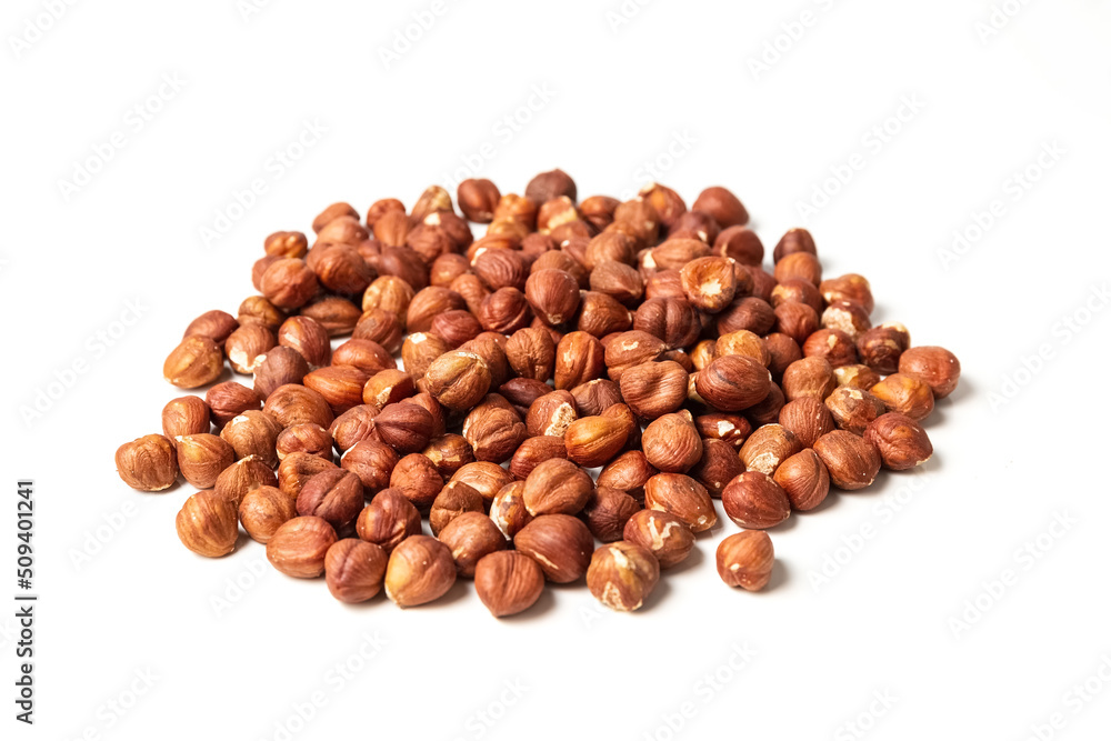 Peeled HazelnPeeled Hazelnut on a white background. Isolate. Photo Peeled HazelnPeeled Hazelnut on a white background. Isolate. Photo