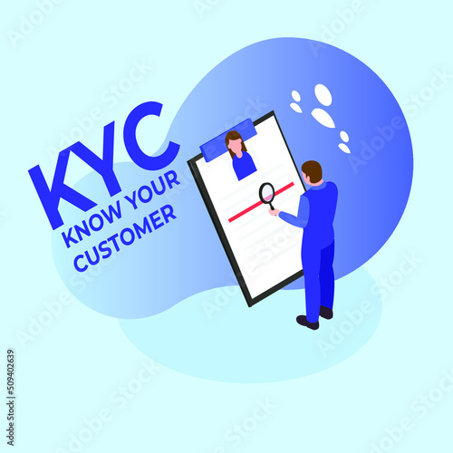 KYC or know your customer with business verifying the identity of its clients isometric 3d vector illustration concept for banner, website, illustration, landing page, flyer, etc.