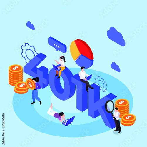 401k insurance retirement plan isometric 3d vector illustration concept for banner, website, illustration, landing page, flyer, etc.