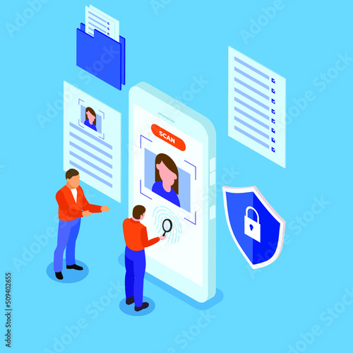 KYC or know your customer isometric 3d vector illustration concept for banner, website, illustration, landing page, flyer, etc. photo