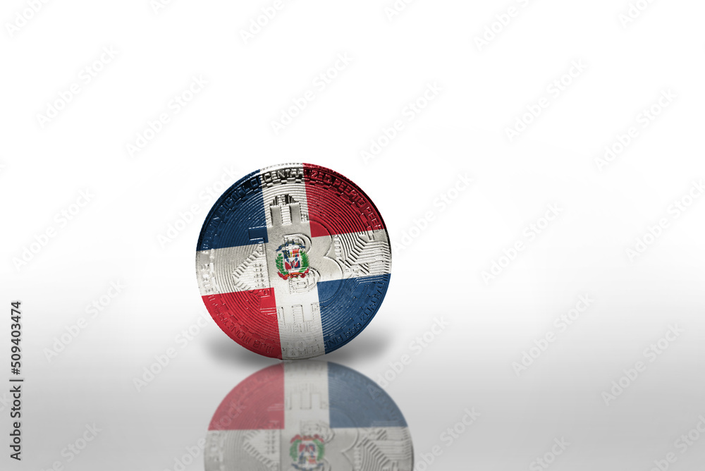 bitcoin with the national flag of dominican republic on the white background. bitcoin mining concept. bitcoin with the national flag of dominican republic on the white background. bitcoin mining concept.