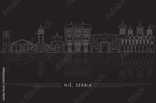 Outline Skyline panorama of City of Nis, Serbia - vector illustration photo