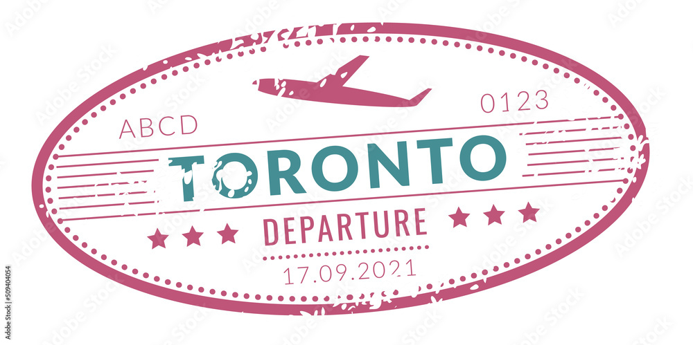 Ταπετσαρία Airport departure label. International travel passport stamp