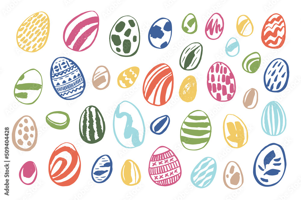 Easter eggs line vector illustrations set Easter eggs line vector illustrations set