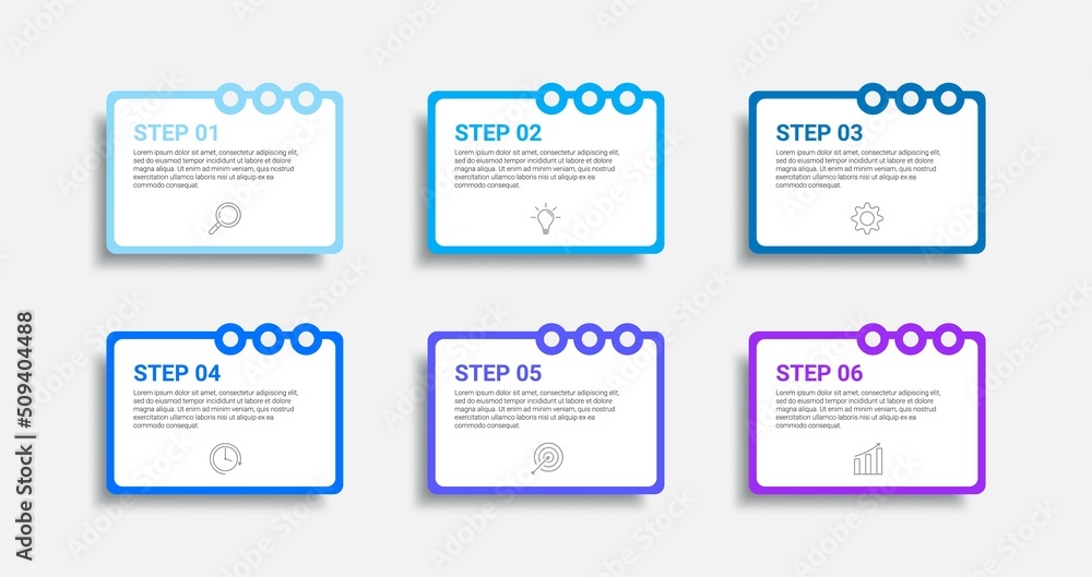Fototapeta premium Infographic design with icons and 6 options or steps. infographics for business concept