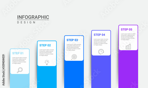 timeline infographic design with 5 icons and steps. for business concept