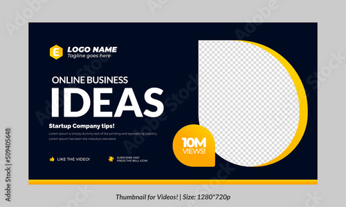 Editable thumbnail for videos and all social platforms. Premium thumbnail for videos editable Premium vector, customizable backgrounds. online business thumbnail design	