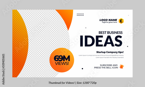Editable thumbnail for videos and all social platforms. Premium thumbnail for videos editable Premium vector, customizable backgrounds. online business thumbnail design	