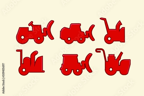 snow blower design icons vector set
