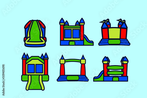 bounce house design icons vector set