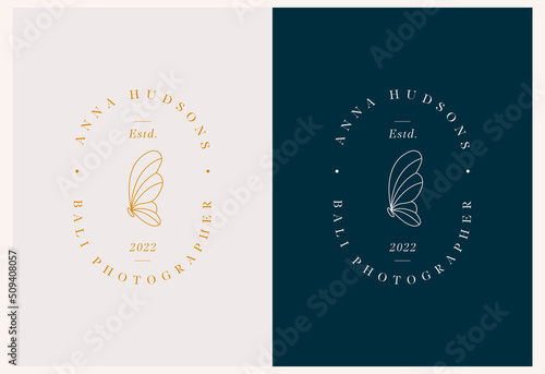 Vector butterfly abstract modern logo design templates in trendy linear style in golden colors - luxury and jewelry concepts for exclusive services and products, beauty and spa industry