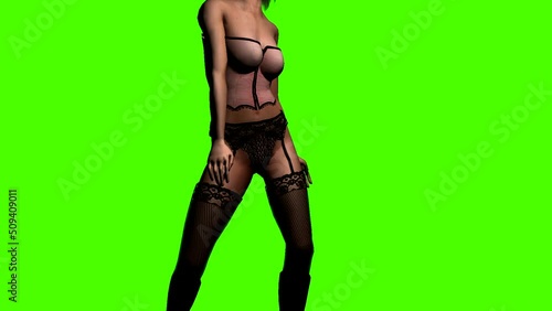 Exotic dancer on a green screen