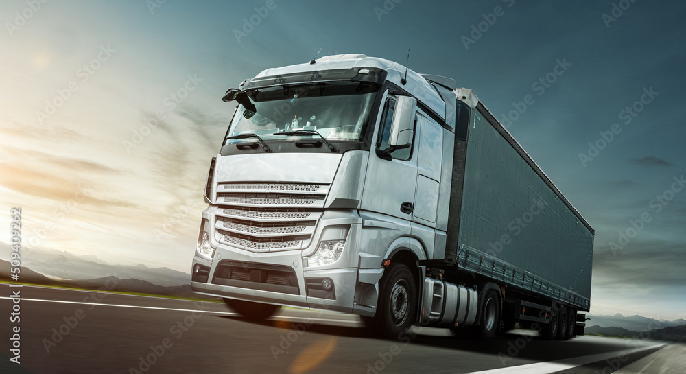 Naklejka premium Truck on the road 