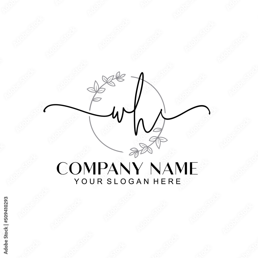 WH signature logo template vector WH signature logo template vector
