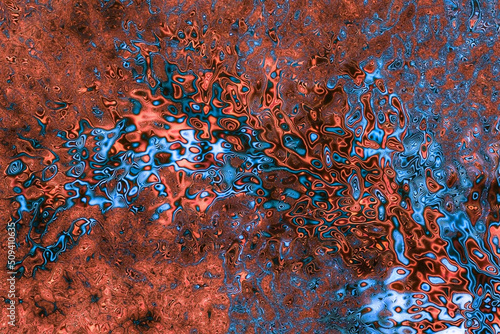 Abstract Orange & Blue Psychedelic Fractal Galaxy - a beautiful and dazzling array of liquid fractals in a mesmerizing scene.