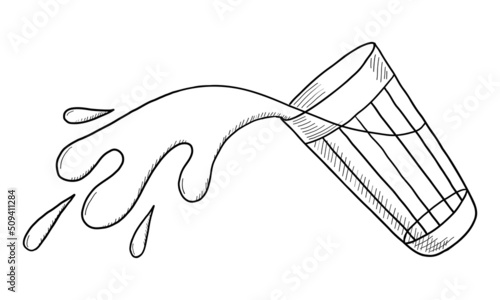 VECTOR CONTOUR DRAWING OF A GLASS OF MILK ON A WHITE BACKGROUND