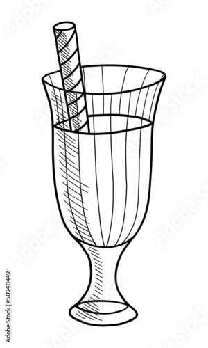 VECTOR CONTOUR DRAWING OF A MILKSHAKE ON A WHITE BACKGROUND
