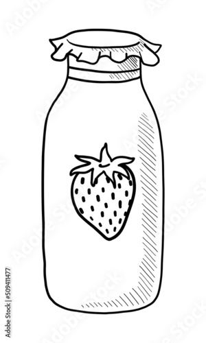 VECTOR CONTOUR DRAWING OF DRINKING YOGURT ON A WHITE BACKGROUND