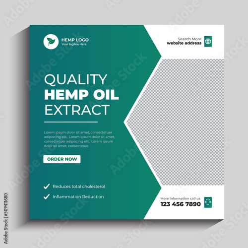 Hemp square social media post banner template