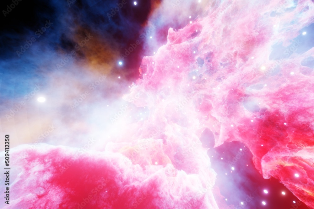 Fototapeta premium Space nebula background. Million years BC. Planets and galaxy, science fiction backdrop. Beauty of deep space. Billions of galaxies in the universe cosmic art wallpaper. 3D illustration.