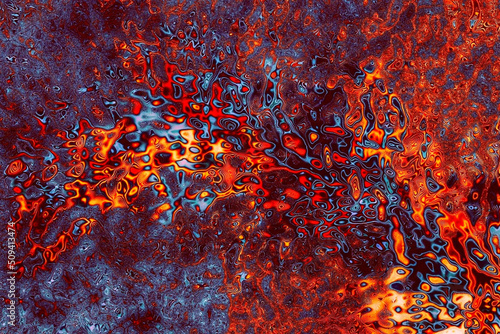 Abstract Orange & Blue Psychedelic Fractal Galaxy - - a beautiful and dazzling array of liquid fractals in a mesmerizing scene.