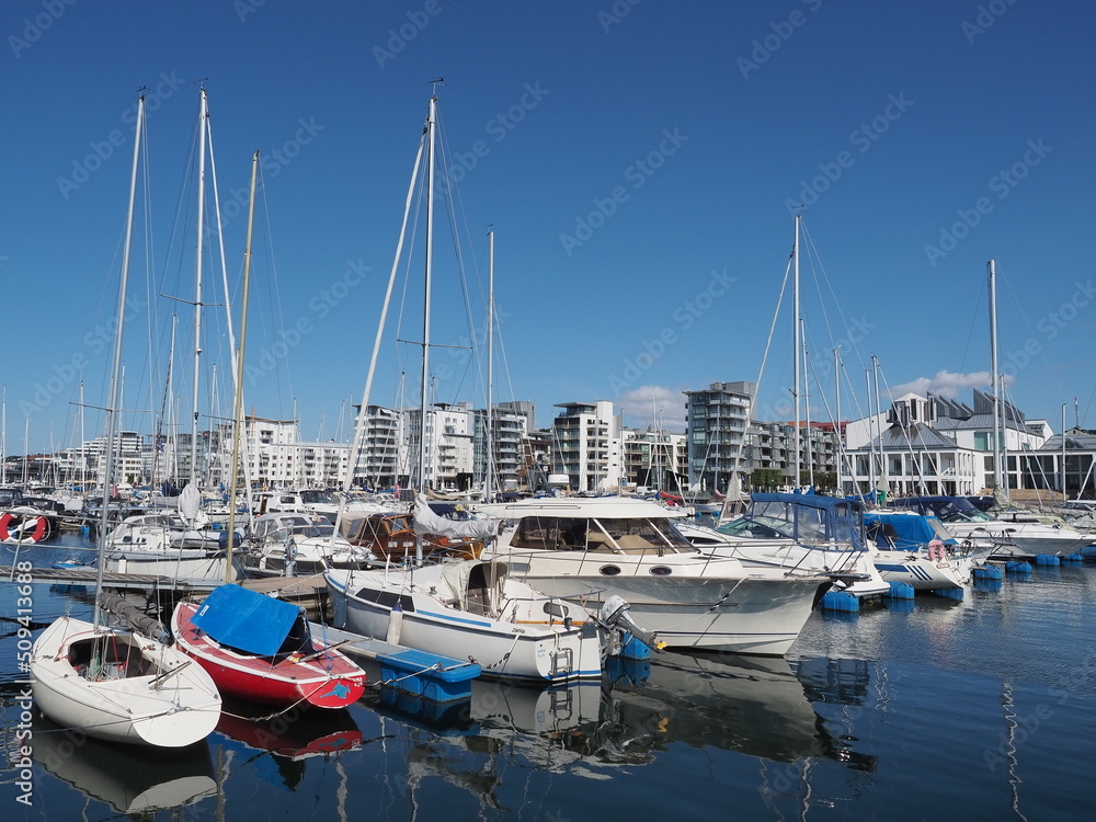 yachts moored at the marina of Helsingborg, Sweden yachts moored at the marina of Helsingborg, Sweden